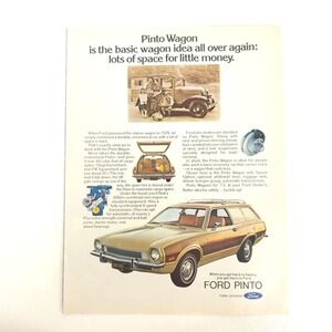 Vintage Ford Pinto Wagon Print Ad Garage Wall Art Advertising Show Display Promo